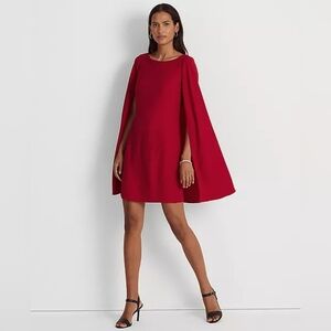 Lauren by Ralph Lauren Cape Georgette Cocktail Dress Size 4 Red